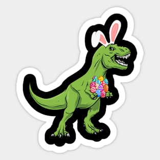 Easter Dinosaur Trex With Eggs T-Rex Bunny Ears Easter Sticker